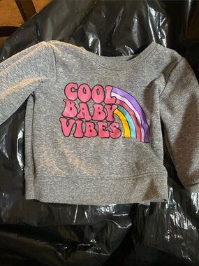 Garanimals Gray Sweatshirt with Pink "Cool Baby Vibes" & Rainbow